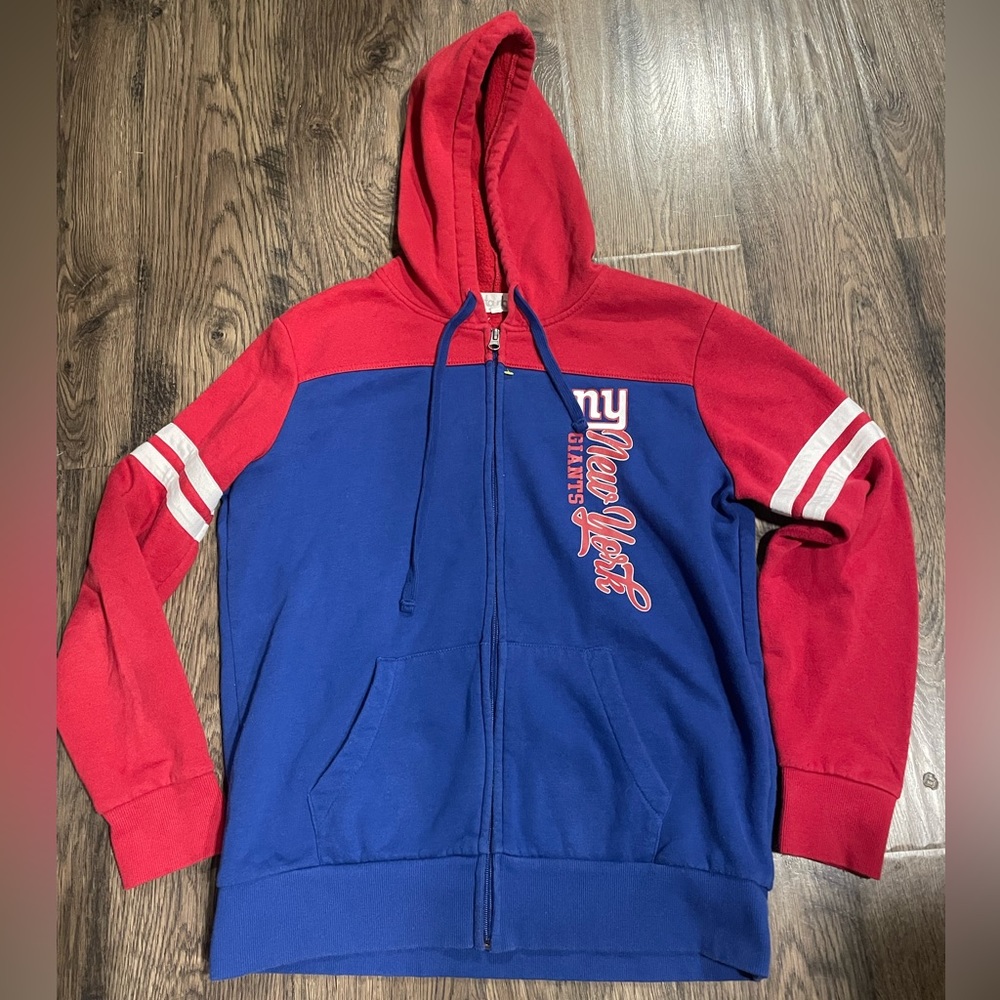 New York Giants Football Zip Up Hooded Sweatshirt, Women’s L